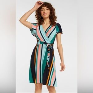💚💚Striped Multicolor Wrap Dress
